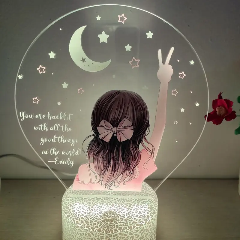 Ayo Lampu Malam untuk Anak-anak dengan Pesan Khusus Nama Kamar Anak-anak 3D Lampu Malam Akrilik untuk Bayi Perempuan