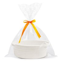 Organisateur de rangement de jouets multifonctions modernes pour bébés Petit panier cadeau ovale en corde de coton blanc tissé avec sacs-cadeaux et rubans