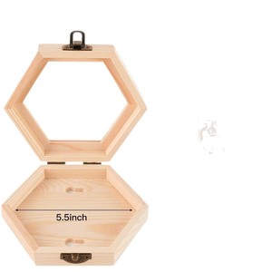 Wooden Hexagonal Medal <b>Display</b> Box Natural Wood Color Desktop Storage <b>Case</b> For Honor Medals <b>Wall</b> Mountable - Product Image 5