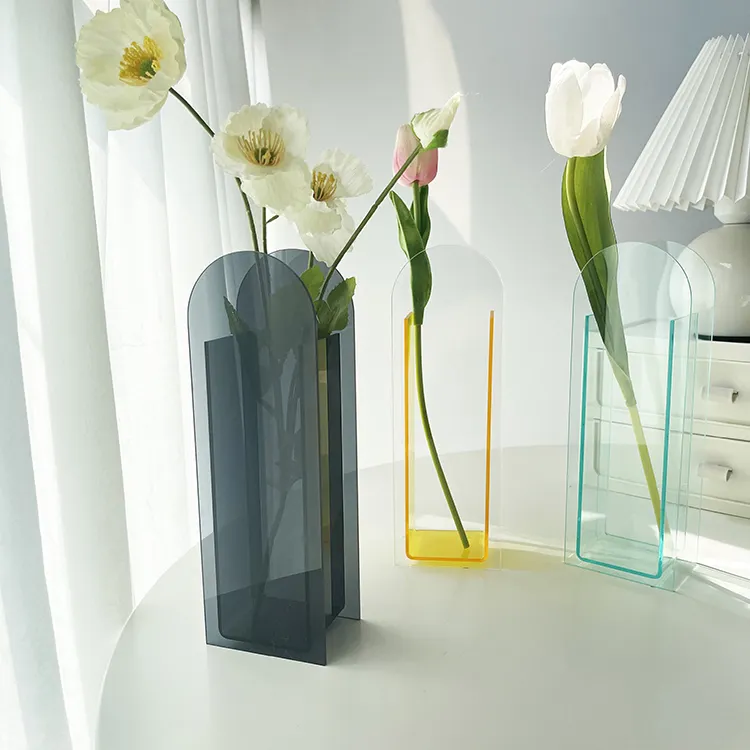 Vas Bunga Akrilik, Vas Penataan Bunga Gaya Ins, Vas Bunga Nordik Modern untuk Tengah Pernikahan, Dekorasi Rumah