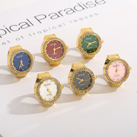Montre à doigt mini ronde en gros avec bracelet élastique, cadran numérique, quartz, style Y2K, or rose, pour femme