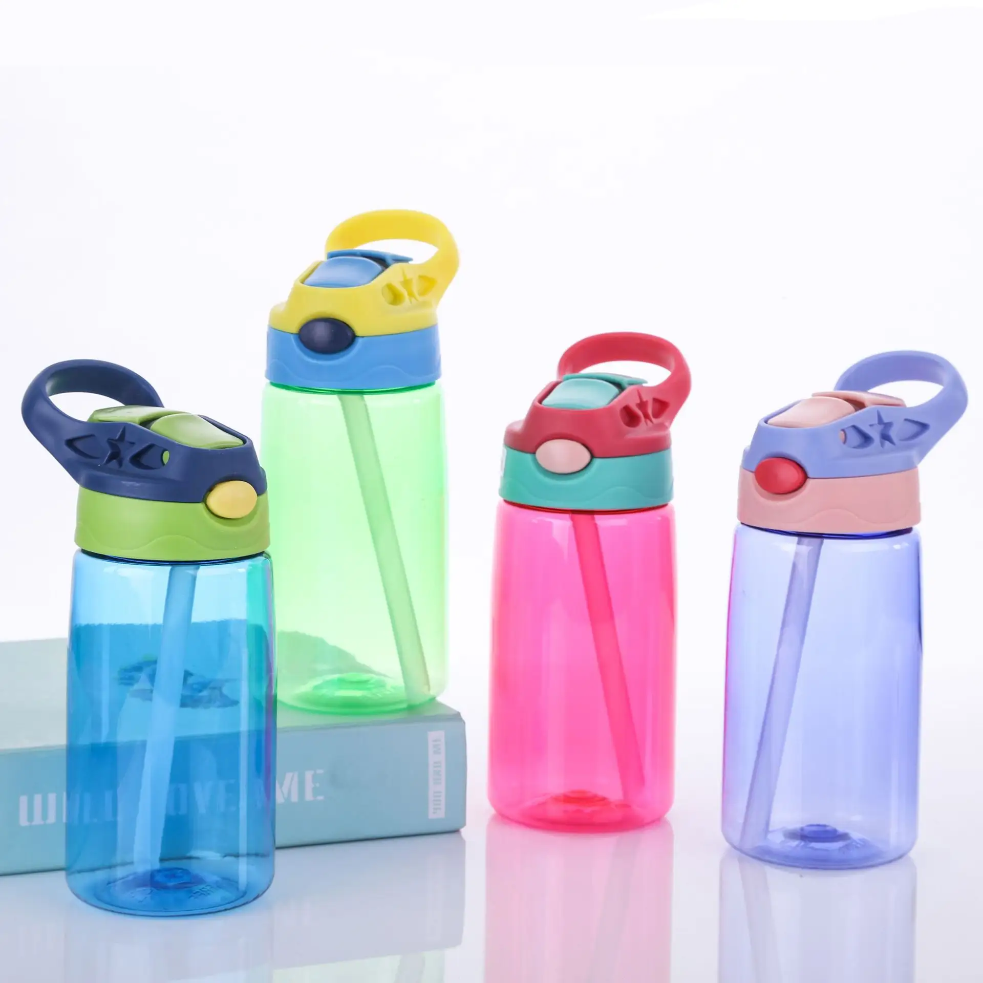 eco friendly 16oz plastic kids water bottles cups bpa free sports bottle clear travel mug acrylic tumbler with lids