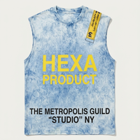Débardeur Homme Personnalisé avec Logo Tie-Dye, Imprimé HEXA PRODUCT, Style Streetwear, Coupe Oversize, Vêtement de Sport Musculation