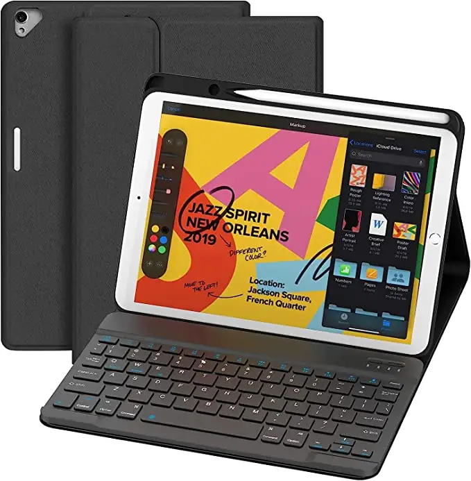 공장 가격 PU 탈착식 마그네틱 BT 키보드 10.2 10.5 인치 태블릿 PC 가죽 키보드 케이스 ipad 태블릿