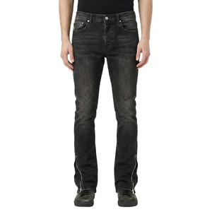 بنطلون جينز رجالي من توب شو بتصميم عصري مخصص، مغسول بأسلوب قديم، ضيق وواسع من الأسفل، بسحاب وفتحة سفلية مفتوحة، جينز واسع الساق للرجال - Product Image 1