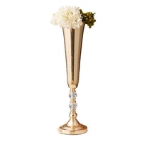 Décoration de table de Noël : Support de vase en cristal doré, centre de table en métal en forme de trompette pour les fêtes du Nouvel An