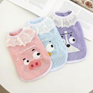 Cute Cartoon Pet Summer Mesh Vest With Lace Collar Breathable Dog Cat <b>Clothes</b> Pink Sky Blue Purple - Product Image 4
