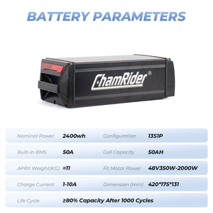 <span class=keywords><strong>Batterie</strong></span> de vélo électrique Chamrider haute capacité pour porte-bagages arrière, packs de batteries polymères 48V 32Ah 50Ah 25Kwh - Product Image 4