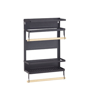 Organizzatore Magnetico per Frigorifero Personalizzato Portaspezie con Portarotolo e Ganci Mensola Magnetica a 4 Ripiani per Cucina - Product Image 1