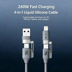 Cable de Datos Universal 4 en 1 de Carga Ultra Rápida de 240W con Carcasa de Silicona Líquida y Aleación de Zinc - Product Image 3