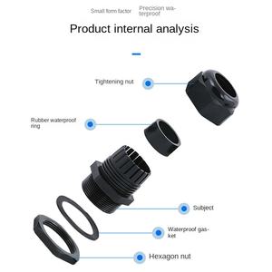 وصلة كابلات بلاستيكية محكمة الغلق بمستوى حماية <span class=keywords><strong>IP68</strong></span>، موصل مقاوم للماء، رأس جيلان ثابت، مقاسات PG7/9/11/16/M12/18 - Product Image 2