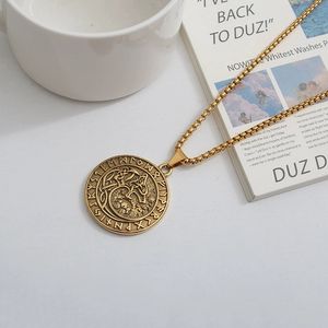 Collana con Ciondolo Retrò Punk in Acciaio Inox 316L, Testa di Lupo, Albero della Vita, Croce, Crocifisso, Ascia, Catena a Maglie per Uomo - Product Image 2