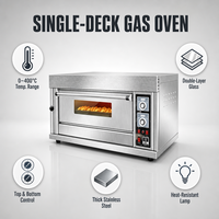 Four à gaz professionnel 1 niveau 1 plateau, contrôle précis de la température, en acier inoxydable, portable, pour la cuisson du pain et des pizzas