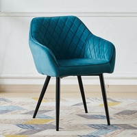 Usine directe moderne nordique luxe bleu marron confortable fauteuil rembourré chaise de salle à manger en velours pour Restaurant café