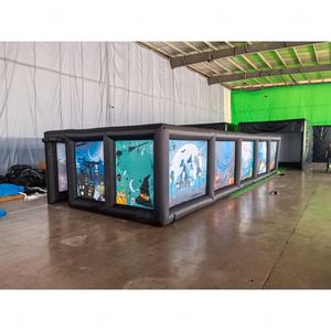 Grande salle d'évasion gonflable extérieure de <span class=keywords><strong>maison</strong></span> hantée, cours gonflable de jeu d'étiquette de labyrinthe d'impression complète - Product Image 3