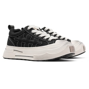 Zapatos de lona negros de verano con suela gruesa, estilo para parejas, hombres y mujeres, zapatos de tacón alto, diseño único, zapatillas de plataforma de lona - Product Image 5