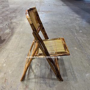 Silla plegable de bambú de gran oferta con cojín extraíble Silla plegable de banquete de bambú en color natural - Product Image 2