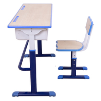 Ensemble de mobilier scolaire ergonomique en bois pour salle de classe : table et chaise double pour enfants