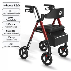Capacité de navigation <span class=keywords><strong>tout</strong></span>-<span class=keywords><strong>terrain</strong></span> Mateside Déambulateur pliable à <span class=keywords><strong>4</strong></span> <span class=keywords><strong>roues</strong></span> Marcheur léger et durable en alliage d'aluminium Déambulateurs - Product Image 1
