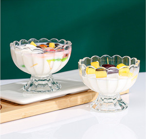 Pequena Flor Bonito Forma Tulipa Tigelas De Sobremesa De Vidro Copos De Sorvete Transparente Home Fruit Salad Fruit Glasses Cup - Product Image 4