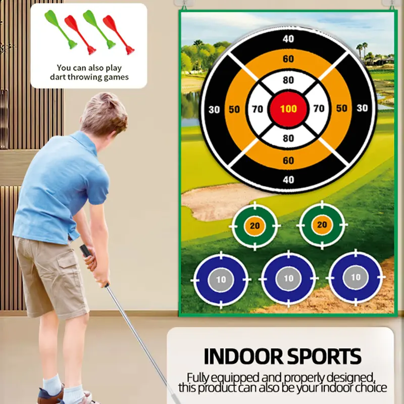Huiye 2024 desain baru Mini Golf menembak Target permainan latihan Indoor Outdoor Playmat halaman belakang Golf keping mainan permainan untuk anak-anak