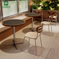 Ensemble de table et de chaises de restaurant en métal commercial, style moderne coréen, pour hôtels et cafés décontractés
