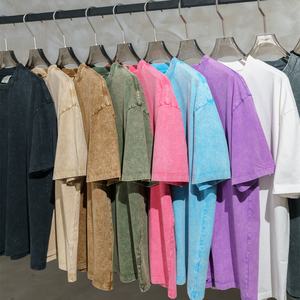 Camiseta de algodón lavado con ácido de alta calidad, ropa de calle, camiseta Retro desgastada, camisetas Vintage de gran tamaño personalizadas para hombre - Product Image 3
