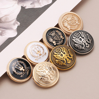 Boutons ronds tendance avec tige en alliage de zinc pour blazer, pull, manteau, veste pour hommes et femmes, lavables à sec