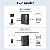 Commutateur bidirectionnel USB 2 entrées 1 sortie 8K60Hz haute définition en ABS pour répartiteur de commutation 1 vers 2 pour la répartition d'écran