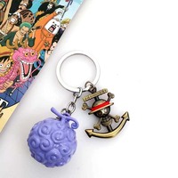 11 Designs Devil Fruit Metal Spring pour Porte-clés Personnage de Dessin Animé Anime Logo Luffy Gum Gum Fruit Ace Flame Flame Fruit porte-clés
