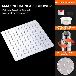 ראש מקלחת גשם מסונן 8 אינץ' בלחץ גבוה, נירוסטה, עם פילטר למים קשים - Product Image 4