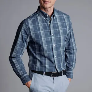 कस्टम क्लासिक बटन भारी प्लाड फ्लैनेल, शर्ट चीन थोक लंबी आस्तीन वाली आकस्मिक शर्ट पुरुषों/