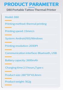 Impresora de Plantillas para Tatuajes Inalámbrica y Portátil con 10 Hojas de Papel de Transferencia, 203dpi, Compatible con Smartphones/Tabletas, para Artistas - Product Image 6