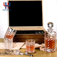 Carafe à whisky en verre transparent avec logo personnalisé pour le bourbon, le vin, les spiritueux, le brandy, dans un coffret cadeau en bois