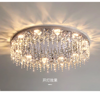 Plafonnier LED moderne de luxe en acier inoxydable, à intensité variable, style nordique, avec cristaux, pour chambre et salle à manger
