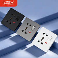 Prise murale multifonctionnelle Super Switch Factory, blanc mat, gris, noir, 5 broches, 13A, 16A, en cuivre, pour la maison et le bureau
