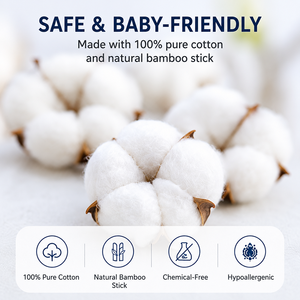 88 pièces de cotons-tiges en bambou biodégradables de haute qualité à double tête en forme de <span class=keywords><strong>gourde</strong></span> pour l'usage quotidien des bébés - Product Image 5