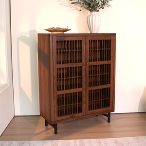 Wooden Shoe Cabinet with Shutter Doors 6 Tier Adjustable <b>Shelves</b> Modern Entryway Organizer for <b>Storage</b> - Product Image 1