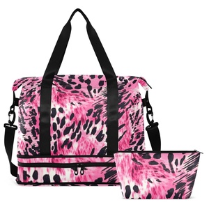pink Leopard Print Patterns Portable <b>Large</b> Size Expandable Gsdhion <b>Duffel</b> Sport Travel Top Quality <b>Bag</b> - Product Image 2