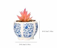 Pot Bunga Keramik Porselen Motif Teratai Biru Putih Timur Tengah Ukuran Desain Khusus untuk Sukulen dan Kaktus