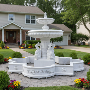Fuente de Estanque de Mármol Tallada de Estilo Único TREVI con Estatua de Peces para Exteriores de Villa - Product Image 5