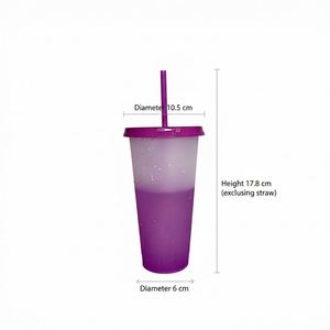 24Oz Cold Color Changing <b>Plastic</b> Party With Lid and Straw Reusable Water Coffee Beverages Cup <b>Mugs</b> Eco Custom Logo Cups - Product Image 2