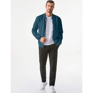 Blouson aviateur jacquard décontracté personnalisé pour hommes Manteau universitaire léger à blocs de couleurs Poches à fermeture éclair disponibles Matériau en élasthanne XS XL - Product Image 6