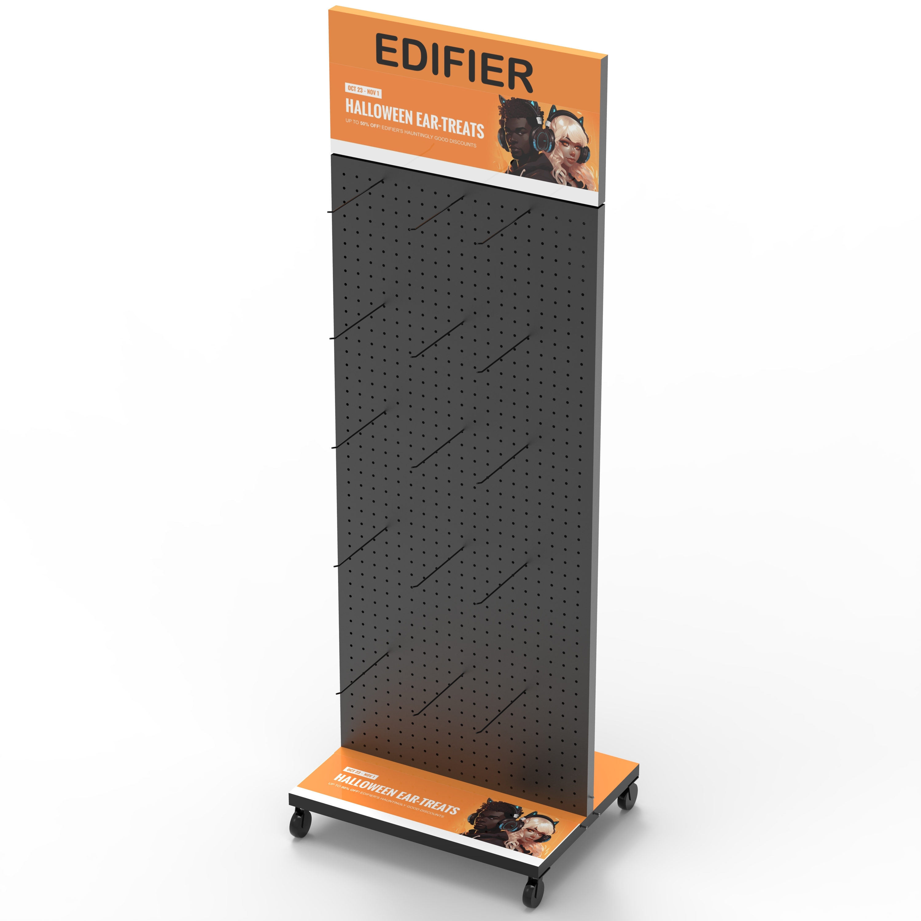 For Modern Metal Floor Standing Rolling Display Stand for Earphones with Customization for Mobile Stores Shopping Centers — view 3