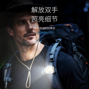 ไฟหน้าแบบชาร์จไฟได้รูปฉลามยิ้ม ไฟ LED สำหรับวิ่งกลางคืนและตั้งแคมป์ - Product Image 3