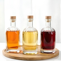 Botol Kaca Transparan untuk Liquor Gin Whisky dengan Tutup, Finishing Matte Acid Etch Kustom, Ukuran 500ml 700ml 750ml