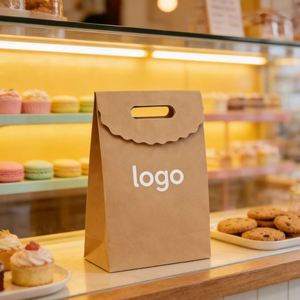 Customizable Kraft Paper Bags with Die-cut Handles for Personalized Designs, Ideal for <b>Packaging</b> Pastries and Handicrafts. - Product Image 3