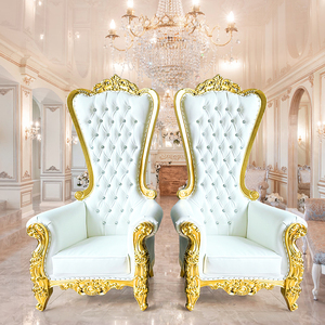 Chaise Trône Royale en Bois Massif Coloré - Design Commercial de Luxe - Product Image 2