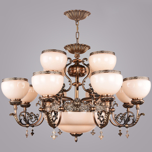 Lustre en bronze antique de style européen, éclairage de luxe classique pour salon, salle à manger, villa, luminaire suspendu personnalisé en usine - Product Image 2