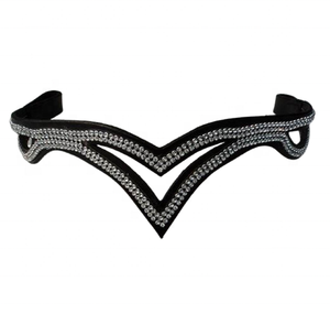 Frontal en cuir pour bride anglaise, rembourré et doux, avec surpiqûres décoratives, pour l'équitation et la course, et accessoires - Product Image 1